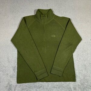 The North Face men's 1/4 zip olive green wool-blend sweater Men’s Medium #1629